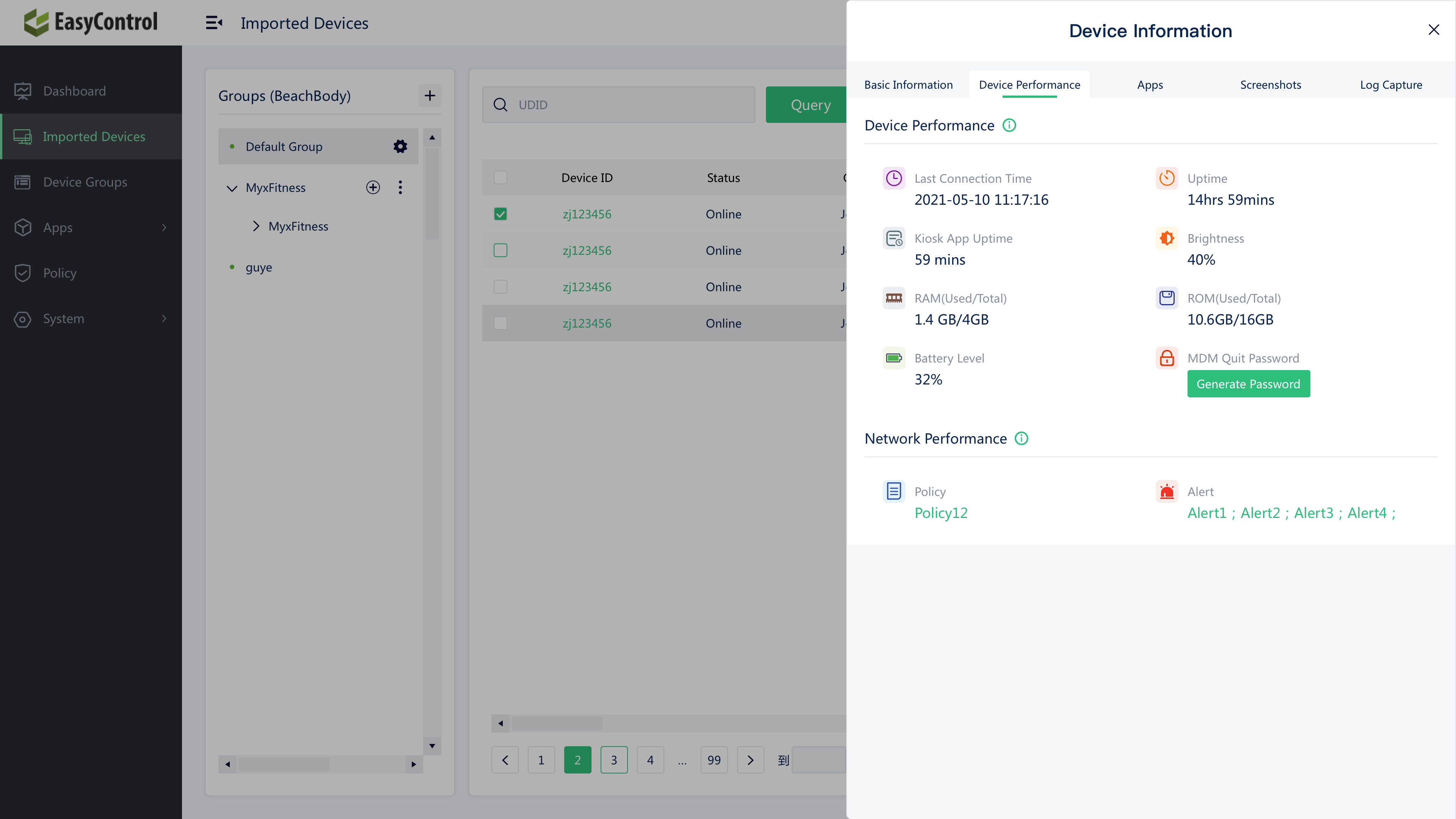 screenshot of EasyControl MDM